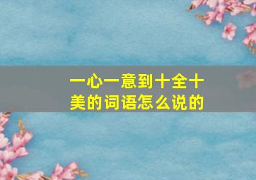 一心一意到十全十美的词语怎么说的