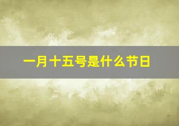 一月十五号是什么节日