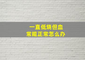 一直低烧但血常规正常怎么办