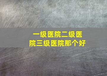 一级医院二级医院三级医院那个好