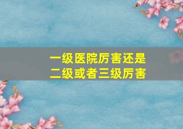 一级医院厉害还是二级或者三级厉害