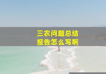 三农问题总结报告怎么写啊