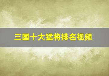 三国十大猛将排名视频