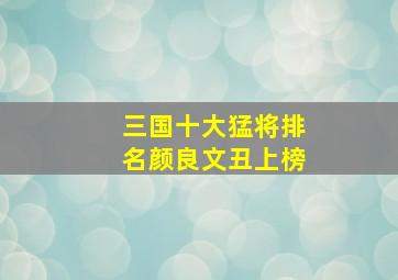 三国十大猛将排名颜良文丑上榜