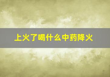 上火了喝什么中药降火