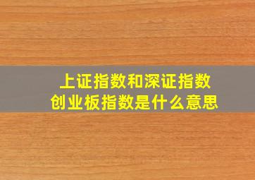 上证指数和深证指数创业板指数是什么意思