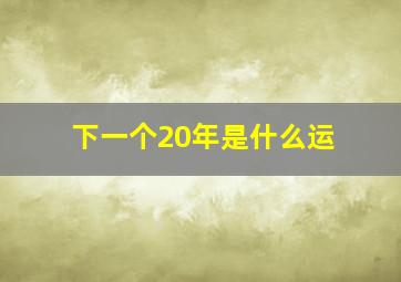 下一个20年是什么运