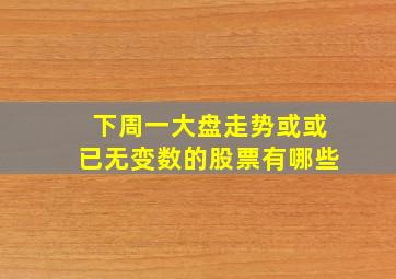 下周一大盘走势或或已无变数的股票有哪些