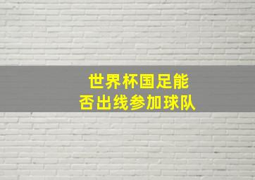 世界杯国足能否出线参加球队