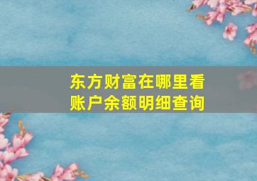 东方财富在哪里看账户余额明细查询