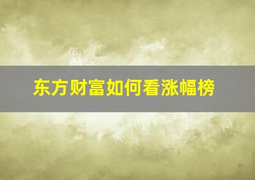 东方财富如何看涨幅榜