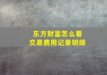 东方财富怎么看交易费用记录明细