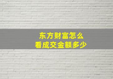 东方财富怎么看成交金额多少