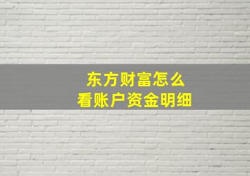 东方财富怎么看账户资金明细