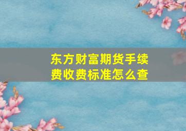 东方财富期货手续费收费标准怎么查