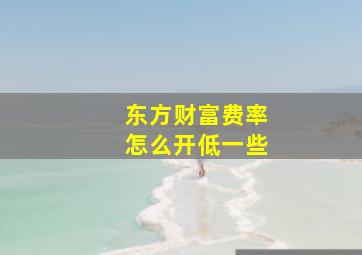 东方财富费率怎么开低一些