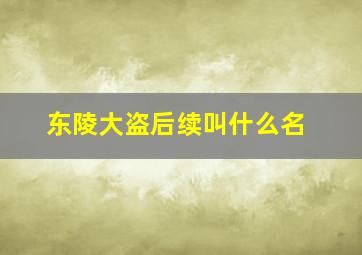 东陵大盗后续叫什么名