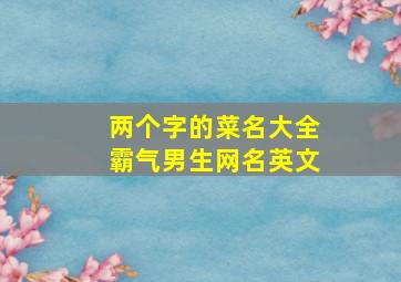 两个字的菜名大全霸气男生网名英文