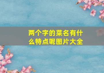 两个字的菜名有什么特点呢图片大全