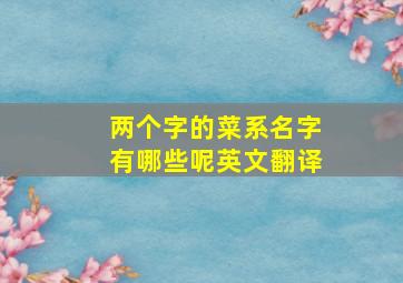 两个字的菜系名字有哪些呢英文翻译