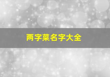 两字菜名字大全