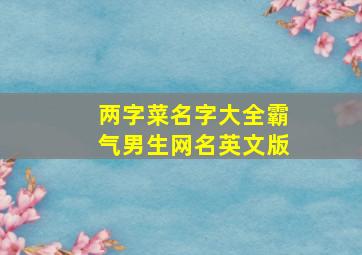 两字菜名字大全霸气男生网名英文版