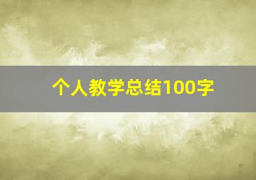 个人教学总结100字