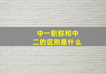 中一职称和中二的区别是什么