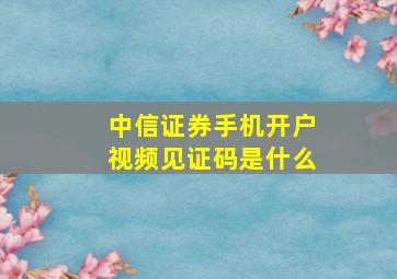 中信证券手机开户视频见证码是什么