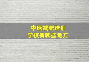 中医减肥培训学校有哪些地方