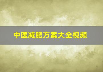 中医减肥方案大全视频