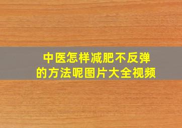 中医怎样减肥不反弹的方法呢图片大全视频