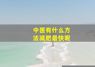 中医有什么方法减肥最快呢