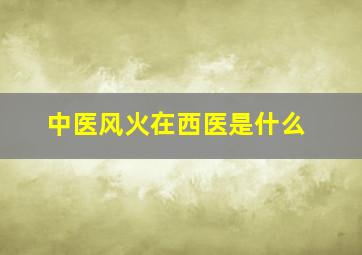 中医风火在西医是什么