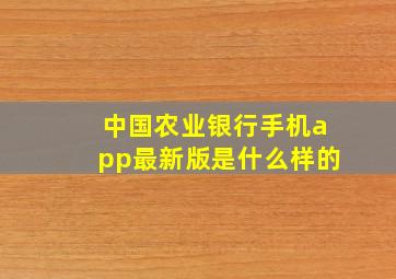 中国农业银行手机app最新版是什么样的