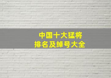 中国十大猛将排名及绰号大全