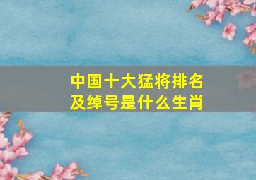 中国十大猛将排名及绰号是什么生肖