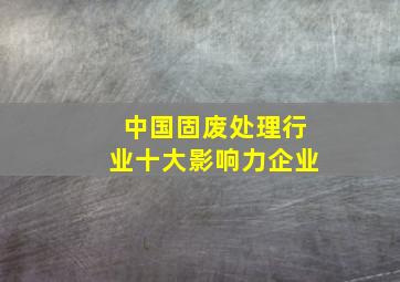 中国固废处理行业十大影响力企业