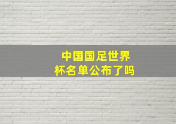 中国国足世界杯名单公布了吗