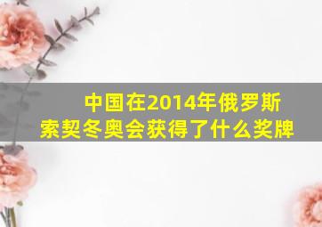 中国在2014年俄罗斯索契冬奥会获得了什么奖牌