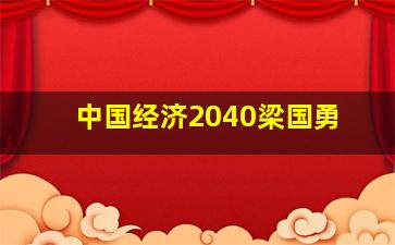 中国经济2040梁国勇