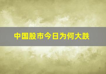 中国股市今日为何大跌