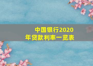 中国银行2020年贷款利率一览表