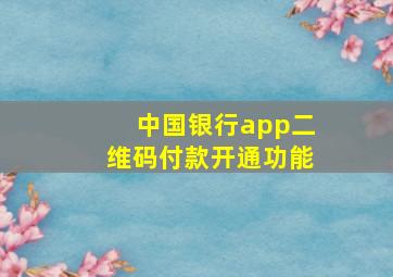 中国银行app二维码付款开通功能