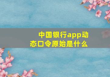 中国银行app动态口令原始是什么