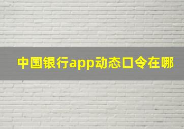 中国银行app动态口令在哪