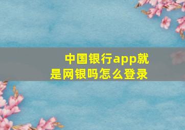 中国银行app就是网银吗怎么登录