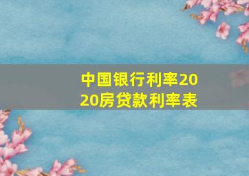 中国银行利率2020房贷款利率表