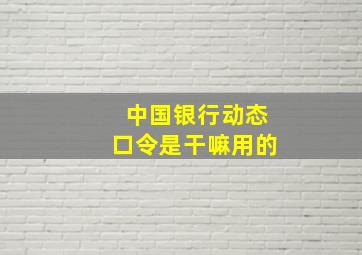 中国银行动态口令是干嘛用的