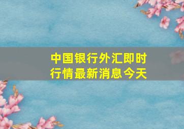 中国银行外汇即时行情最新消息今天